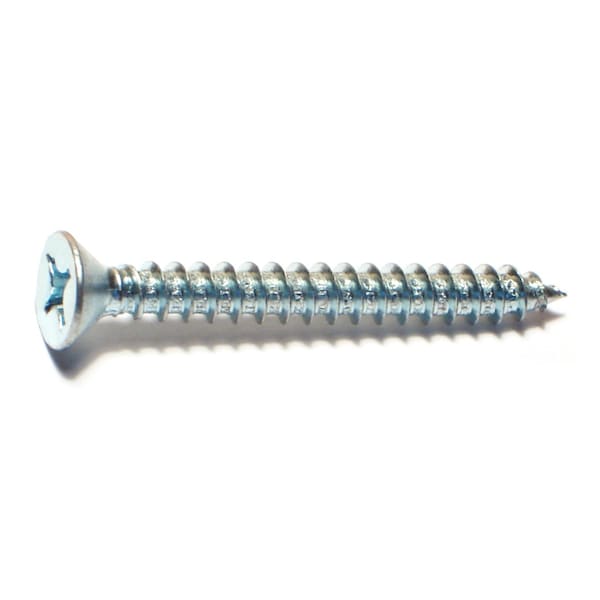Midwest Fastener Sheet Metal Screw, #12 x 2 in, Zinc Plated Steel Flat Head Phillips Drive, 100 PK 03035 - main